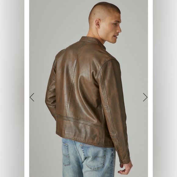 EUC • Lucky Brand • Washed Leather Bonneville Jacket • Dark Brown • Medium - Picture 2 of 9